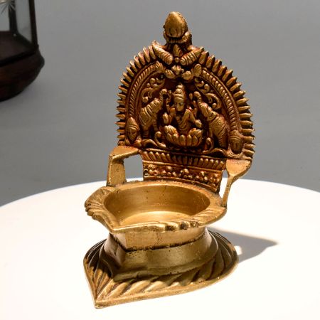 Vintage Brass Gajalakshmi Deepam for Traditional Puja