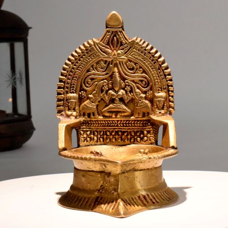 Vintage Brass Gajalakshmi Oil Lamp for Divine Home Decor