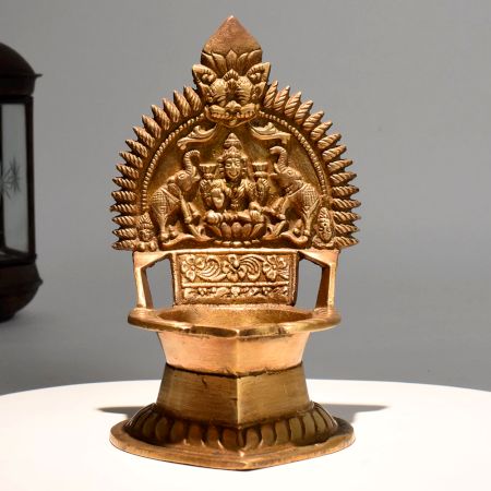Handmade Brass Gaja Laxmi Deepam for Puja and Meditation
