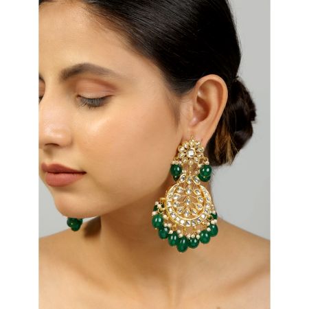 Handcrafted Kundan Circular Statement Earrings For Women