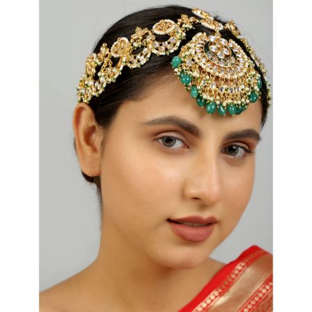 Artisan Crescent Kundan Bridal Maang Tikka Set