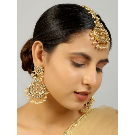 Handmade Kundan Pearl Crescent Jewelry Set