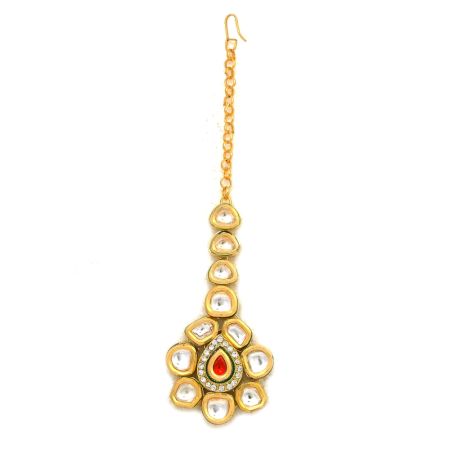Handcrafted Regal Kundan Teardrop Maang Tikka