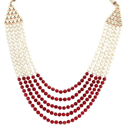 Handcrafted Multi Layer Pearl Bead Statement Necklace