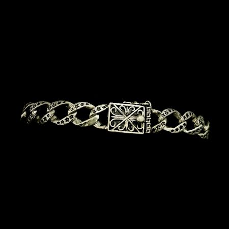 Oxidised Stary Curb Chain 92.5 Sterling Silver Bracelet For Men