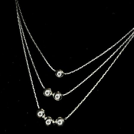 Handcrafted 92.5 Sterling Silver Triple Layer Silver Ball Chain
