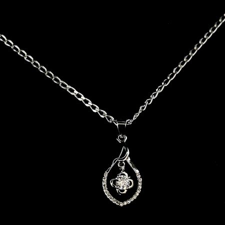Fancy Oval with Floral Hanging 925 Sterling Silver Pendant