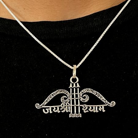 Oxidised Jai Shree Shyam 925 Sterling Silver Pendant