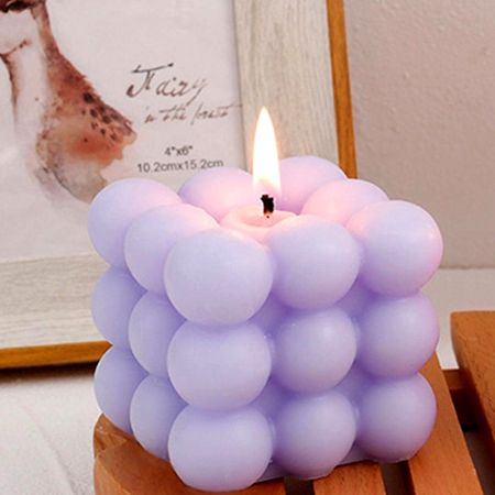 Handmade Soy Wax Lavender Bubble Candle Decor Set of 2