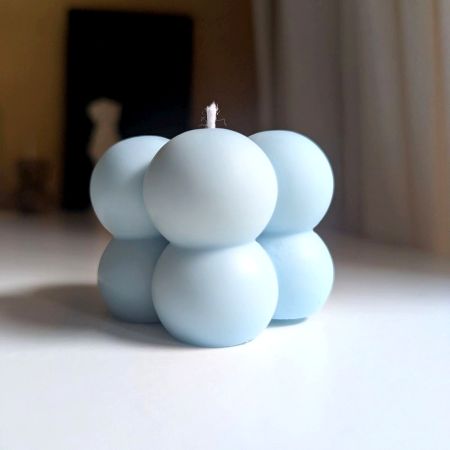 Handcrafted Soy Wax Blue Bubble Candle Set of 4