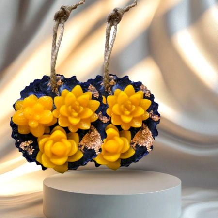 Handcrafted Succulent Yellow Blue Soy Wax Sachet Set of 2