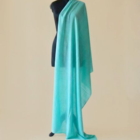 Handcrafted Kashmiri Aqua Blue Woolen Stole