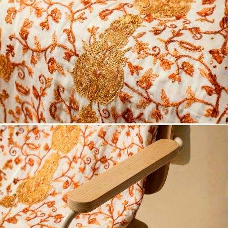 Ivory Kashmiri Kurta with Handworked Golden Vine Embroidery