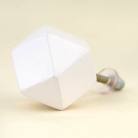 White Geometric Wooden Cabinet Knob