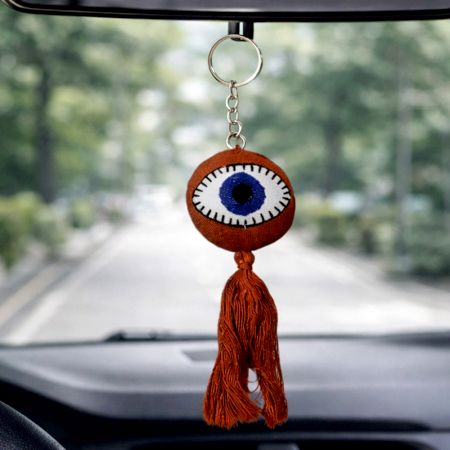 Handmade Evil Eye Tassel Charm Keychain Set of Five