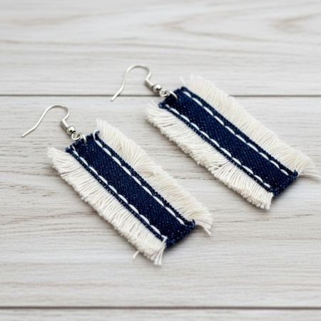 Handmade Rectangular Fabric Drop Earrings