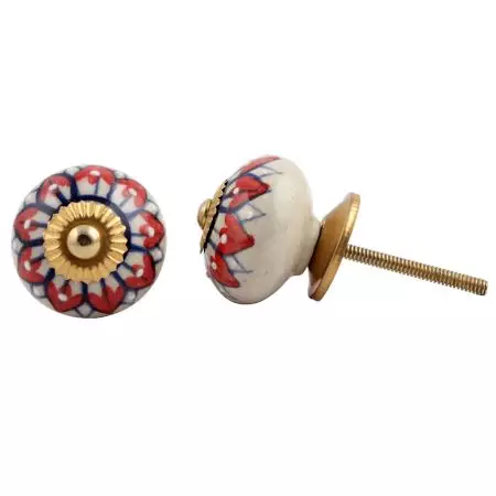 Zinnia Flower Ceramic Knob
