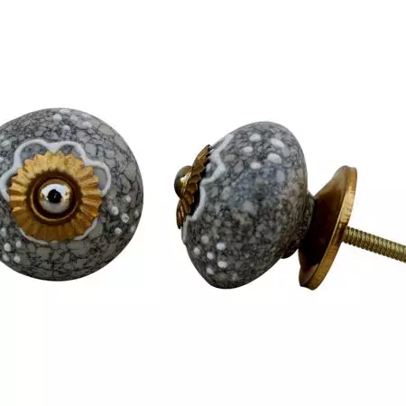 White Flower Crackle Cabinet Ceramic Knob