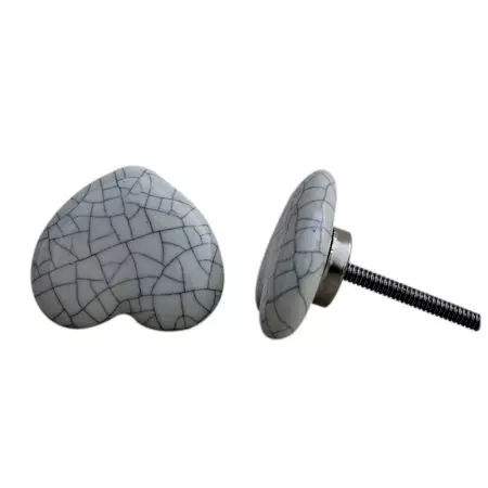Cream Heart Crackle Cream Wardrobe Knob