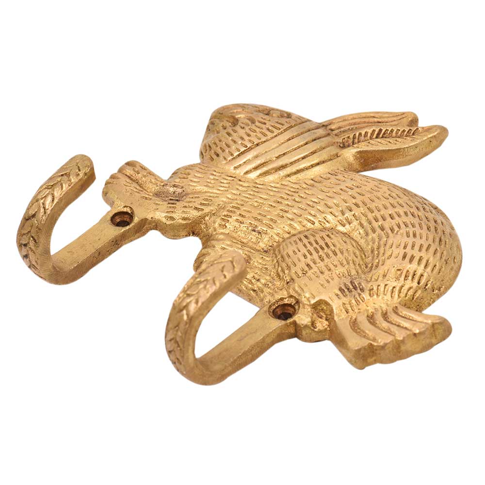 Golden Brass Bunny Rabbit Textured 2 Wall Hook
