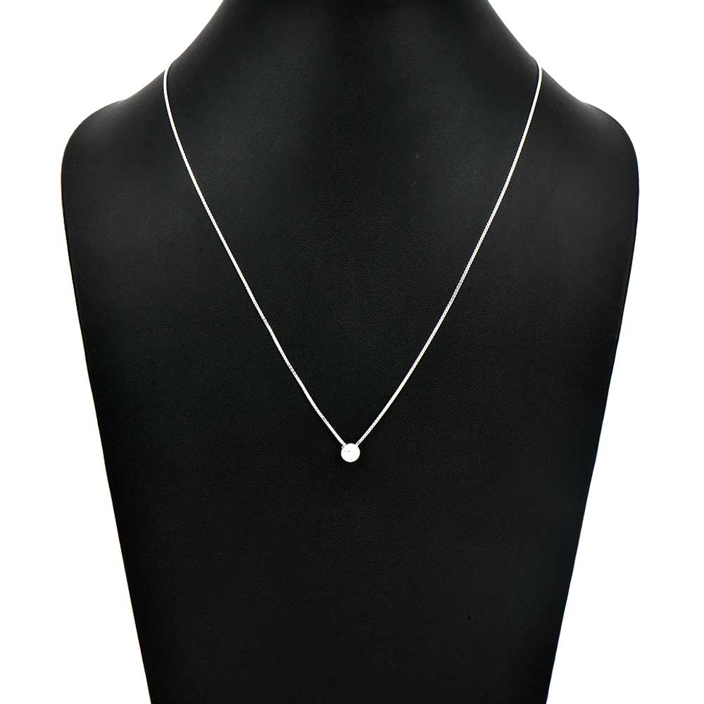 92.5 Sterling silver Chain Engraved Round Pendant For Women