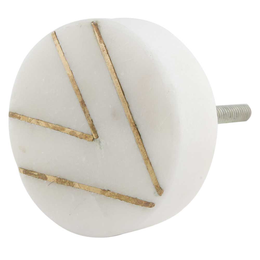 Round White Stone Gold V Shape Knobs
