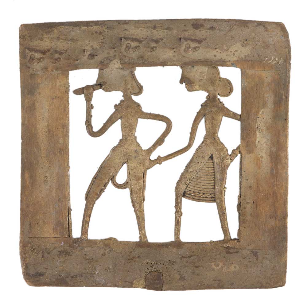 Brass Dhokra Design Wall Art Hanging Farmer Couple Showpiece Frame