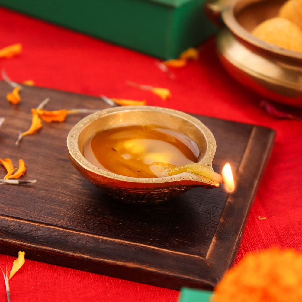 Brass Round Shaped Diwali Oil Lamp Diya