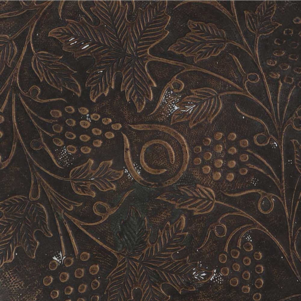 Round Brass Grape Brunch And Leaves Carved Plate Wall Hanging