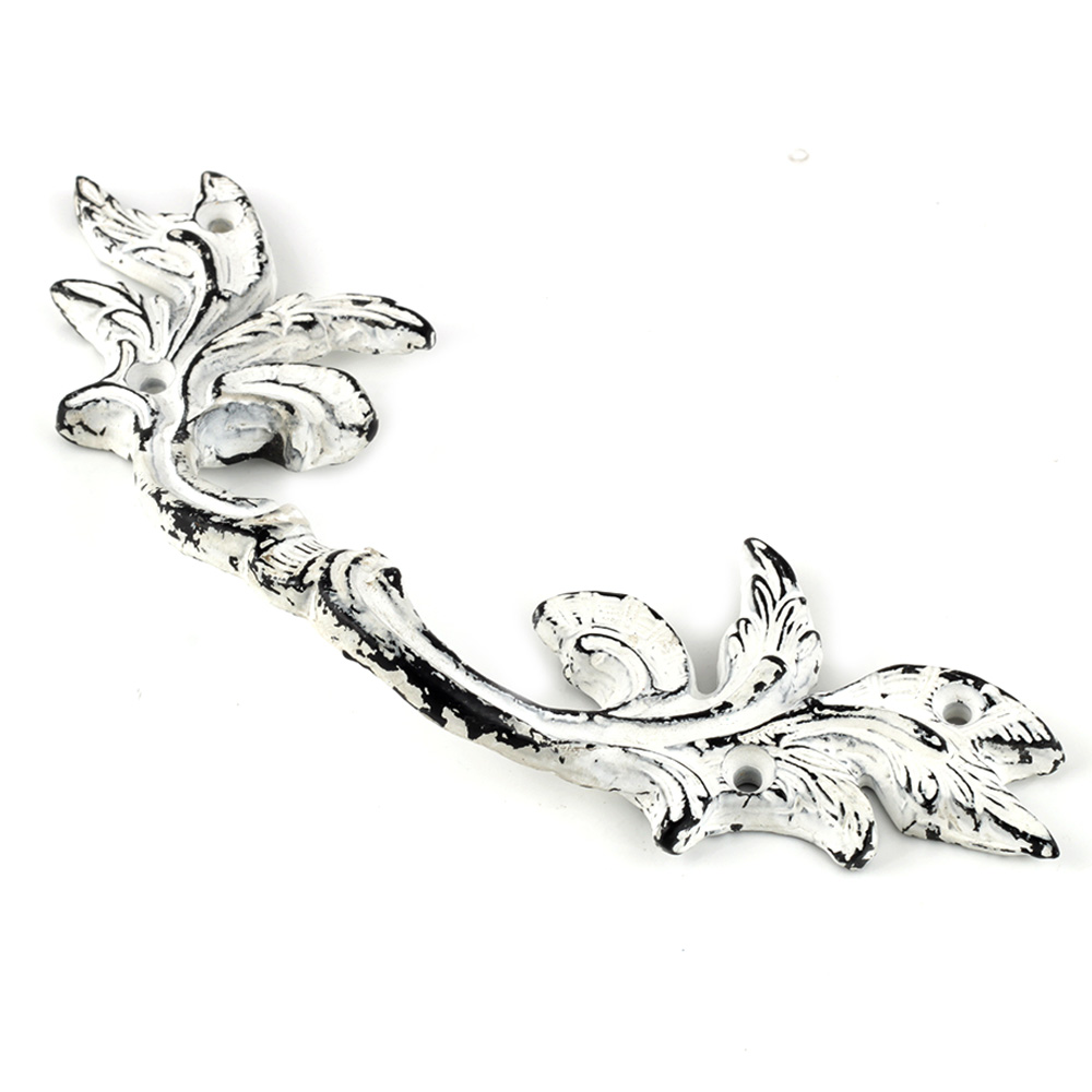 Antique White Leaf Big Iron Wardrobe Handle