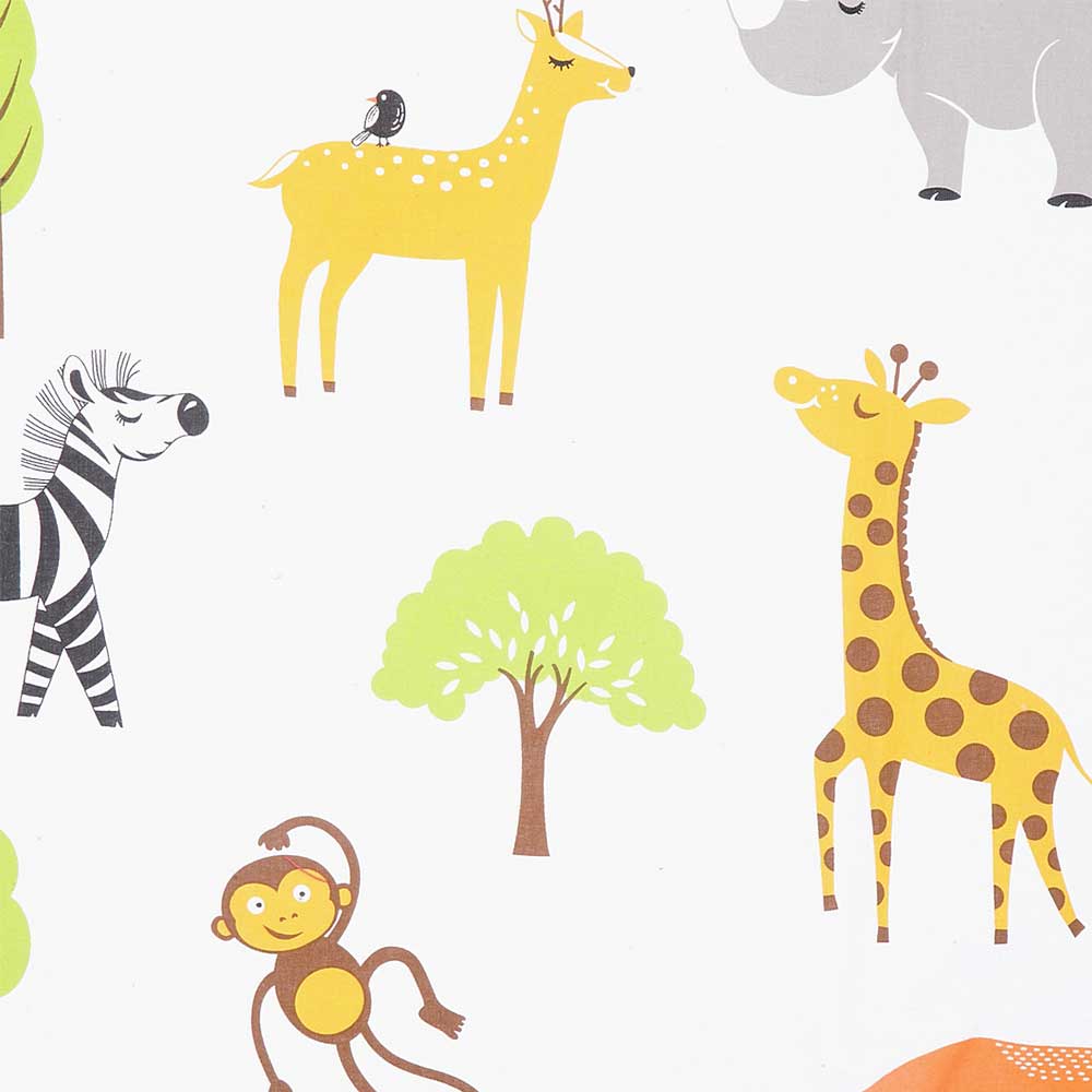 Multi Color Chic Zoo Animals Home Kids 180 TC Cotton Single Bedsheet with One Pillow Cover