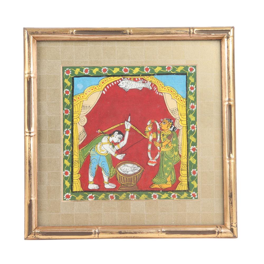 Painting Arjun Mahabharat's Marriage In A Golden Frame