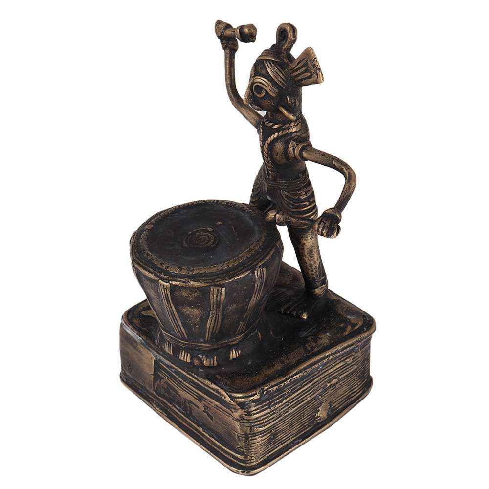 Brass Tribal Drummer Musician Statue