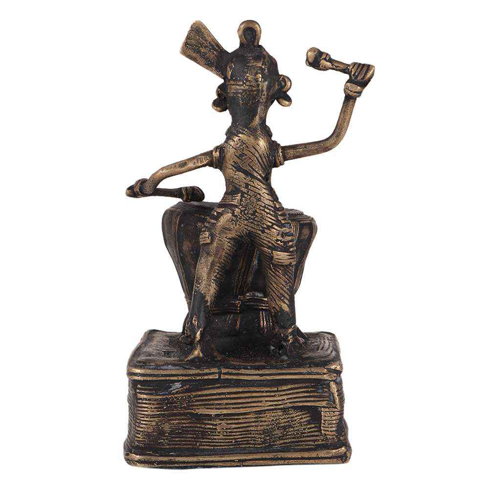 Brass Tribal Drummer Musician Statue