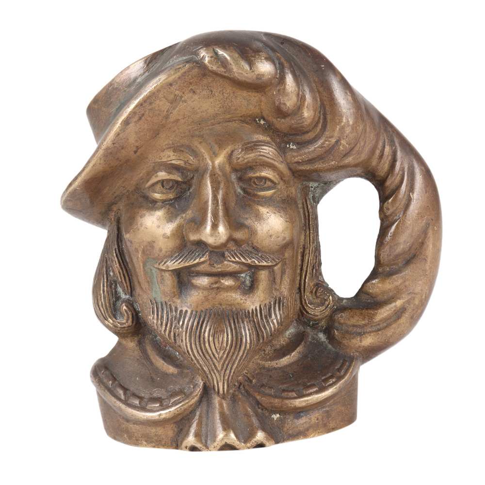 Brass Pirate Head  Pen Holder Mug In Antique Finish