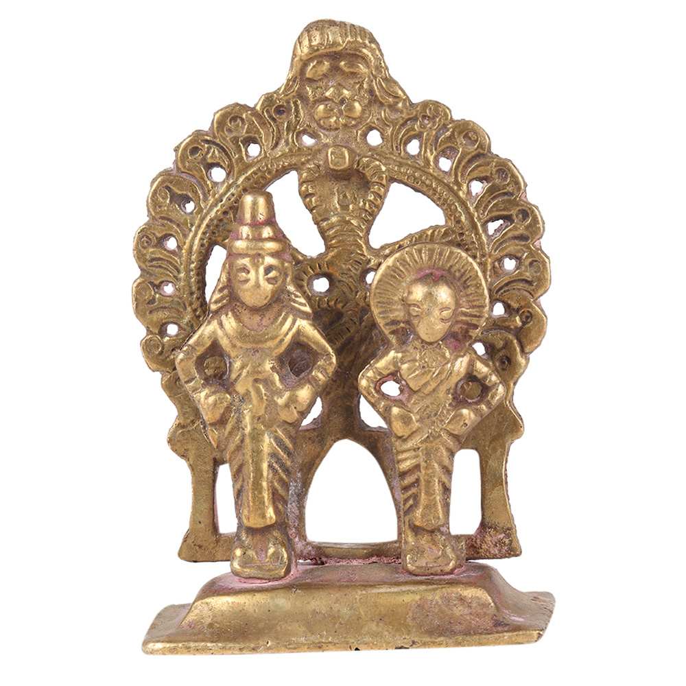 Brass Vishnu Laxmi Narayan Murti Standing With Decorative Arch