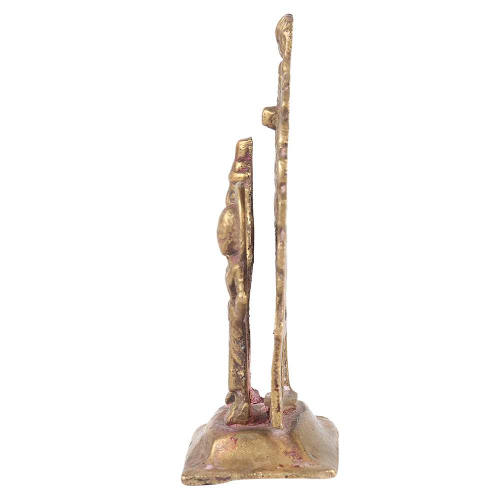 Brass Vishnu Laxmi Narayan Murti Standing With Decorative Arch