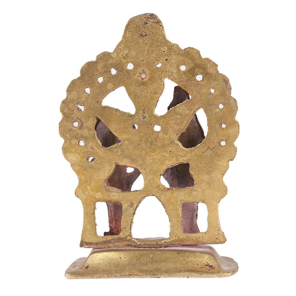Brass Vishnu Laxmi Narayan Murti Standing With Decorative Arch