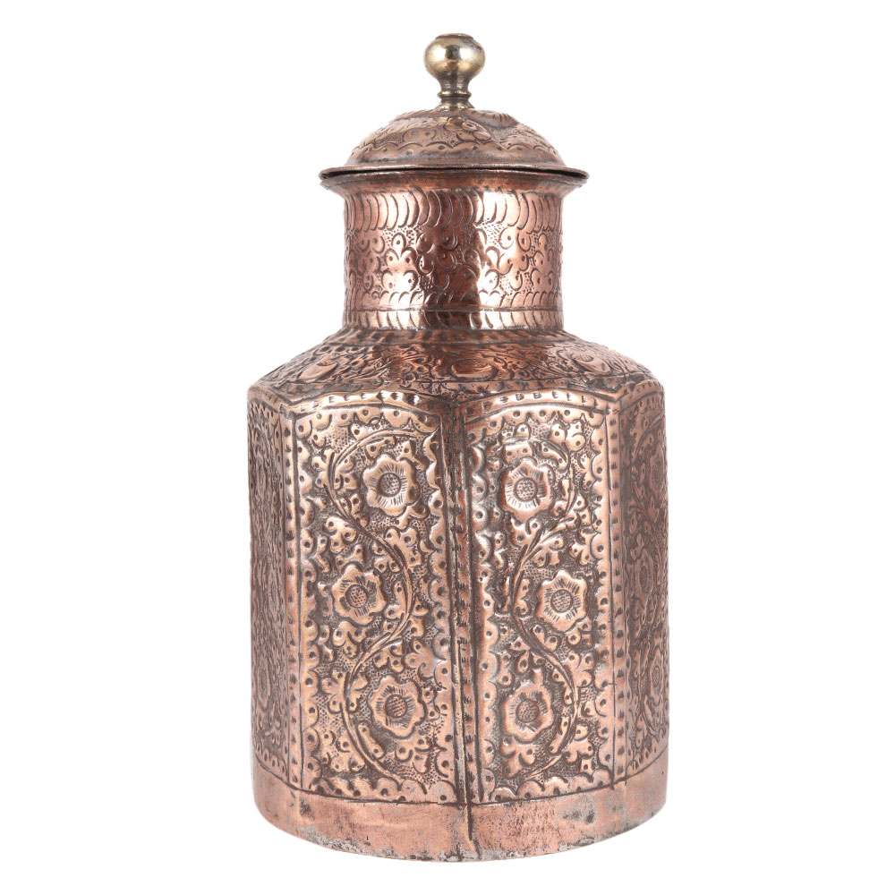 Old Copper kashmiri Storage Canister