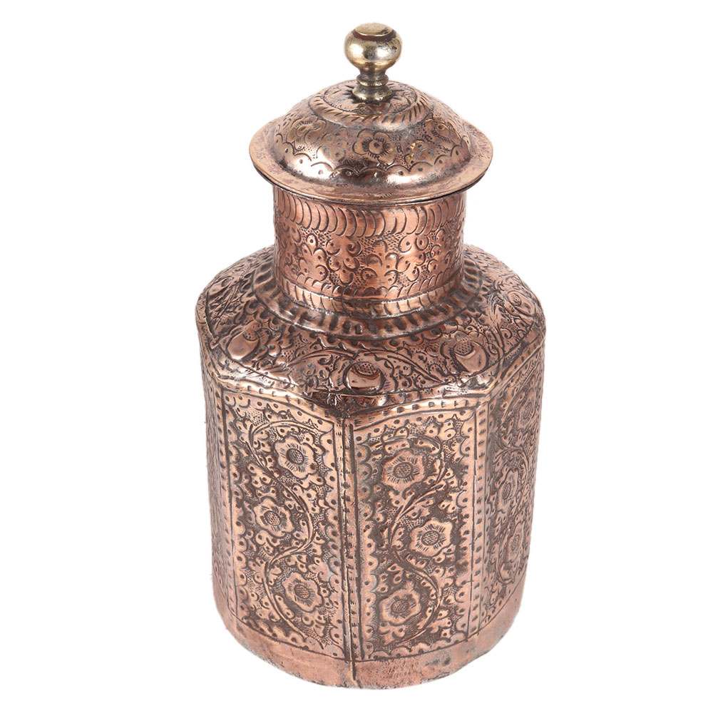Old Copper kashmiri Storage Canister