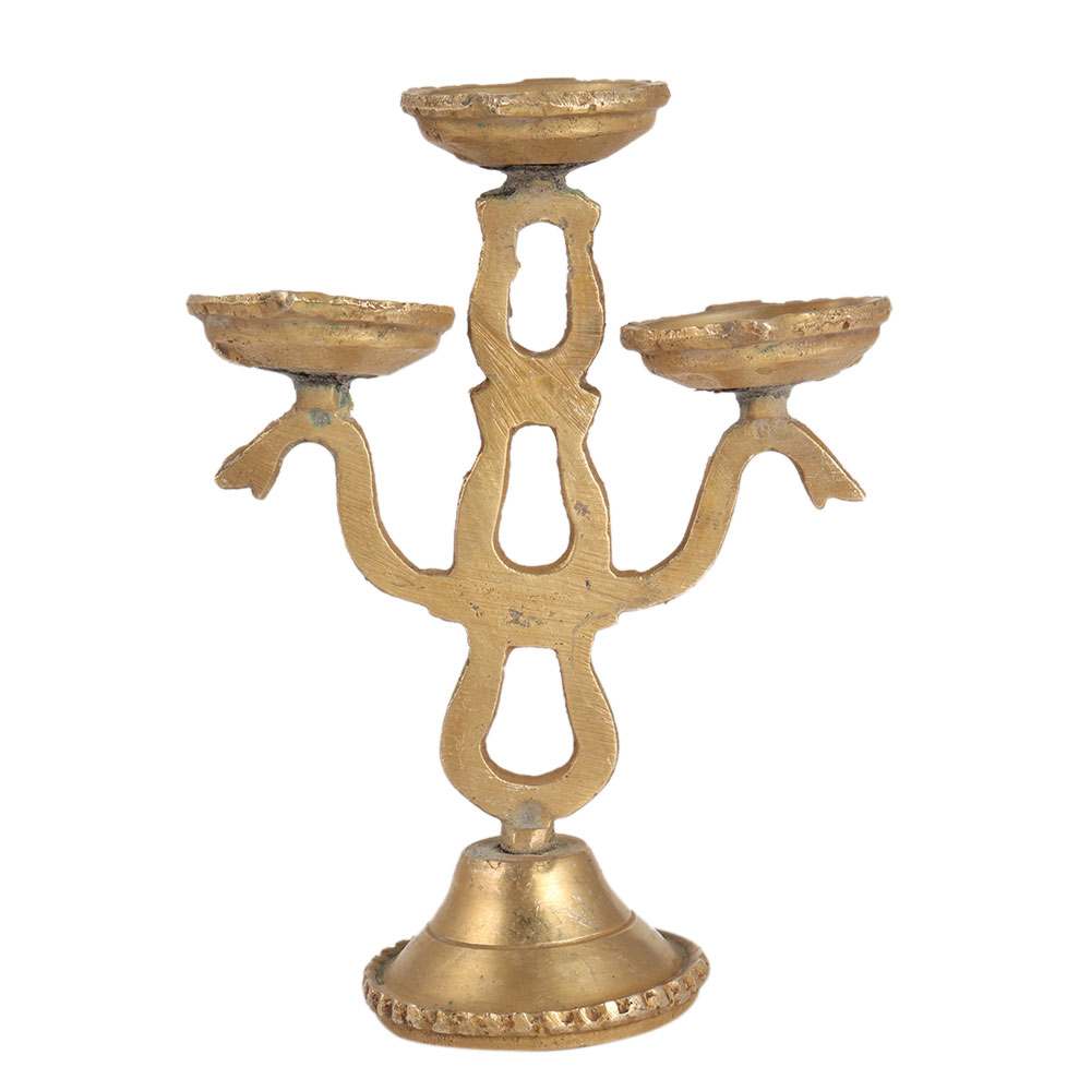 Brass 3 Branch South Indian Oil Lamp