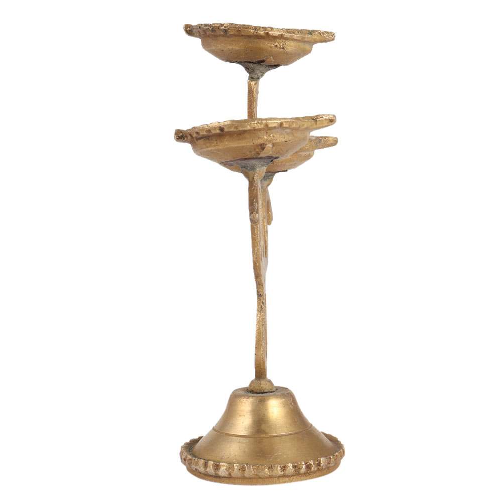 Brass 3 Branch South Indian Oil Lamp