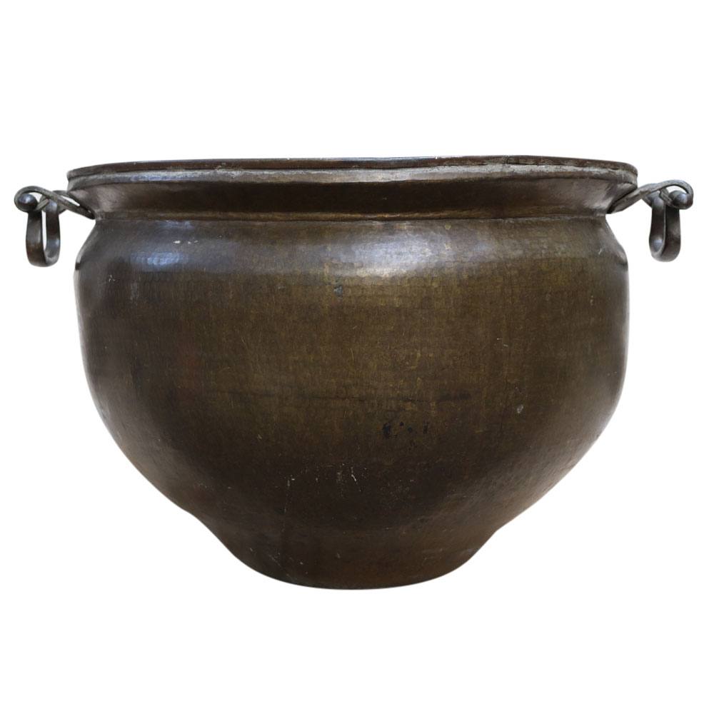 Vintage Water Pot Kettle Cauldron in Brass with  Handles