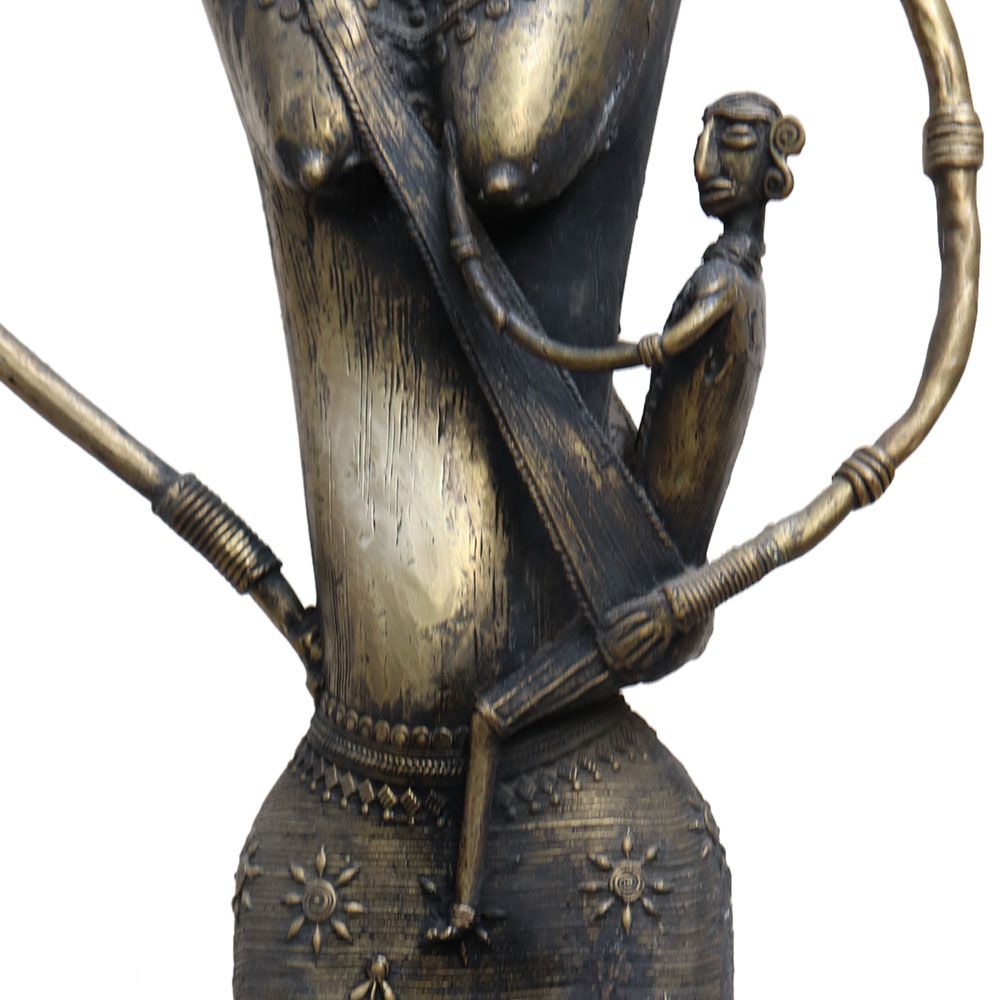 Tribal Mother Love Brass Figurine In Black Finish
