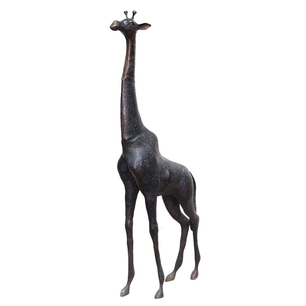 Brass Giraffe Animal Statue In Black Finish