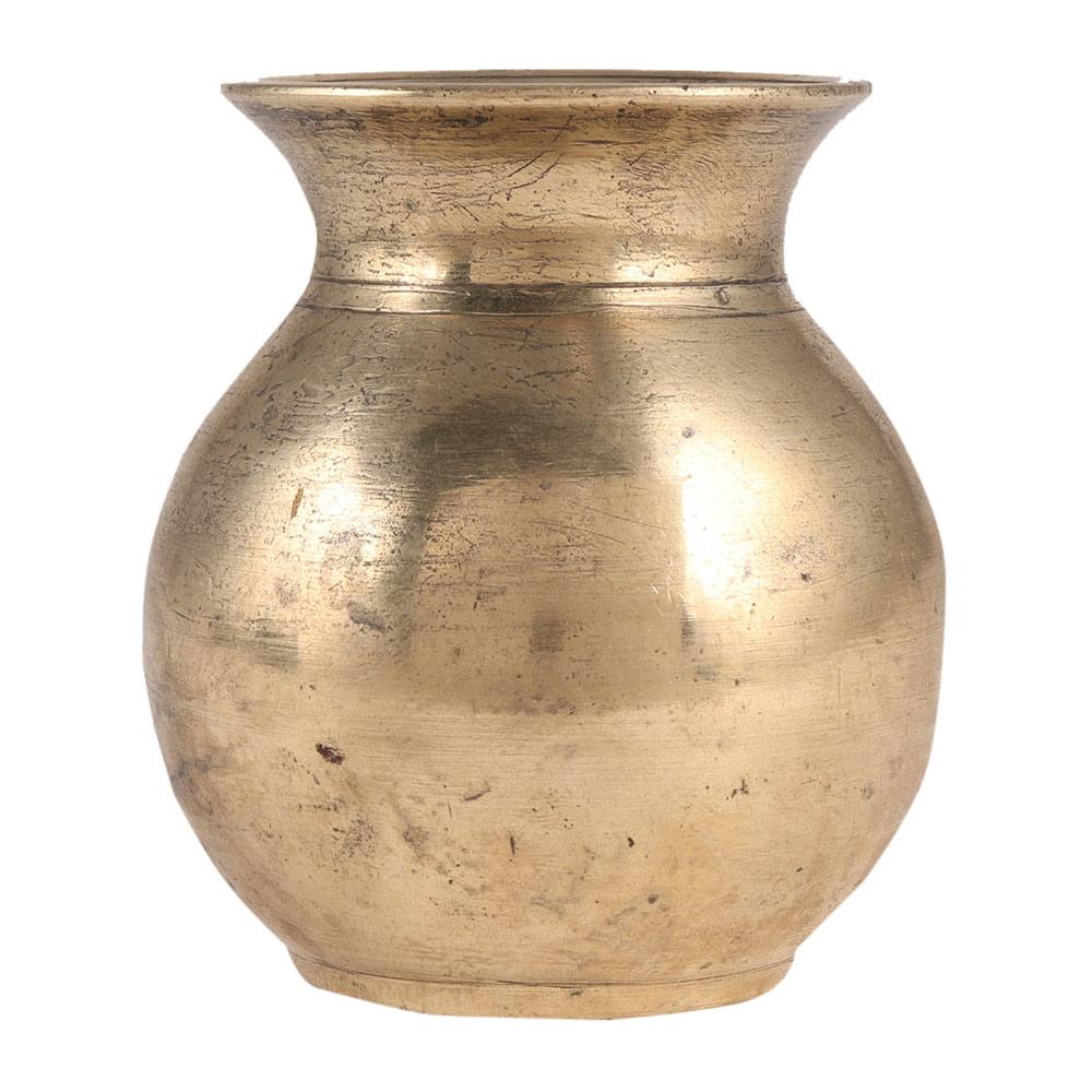 Golden Brass Lota Kalash On Round Stand