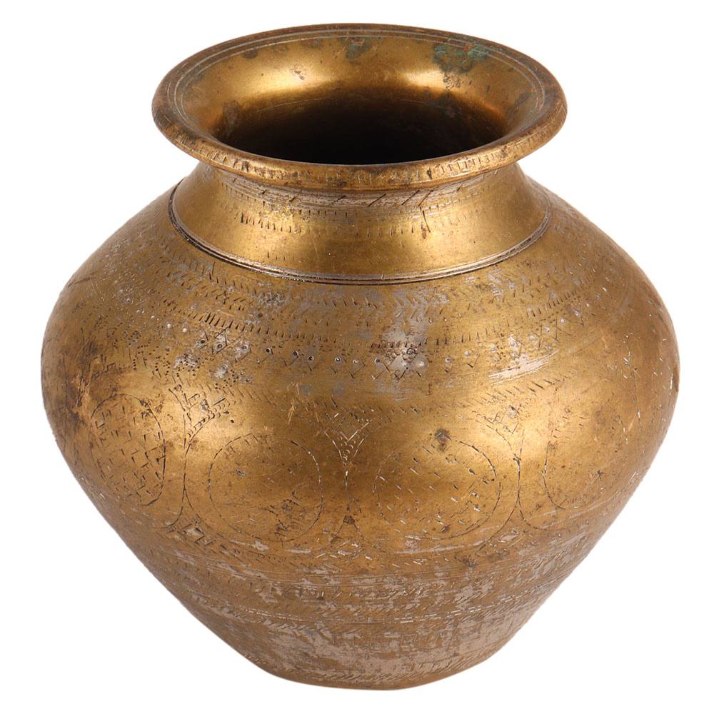 Brass Round Pot For Home And Pooja Purpose