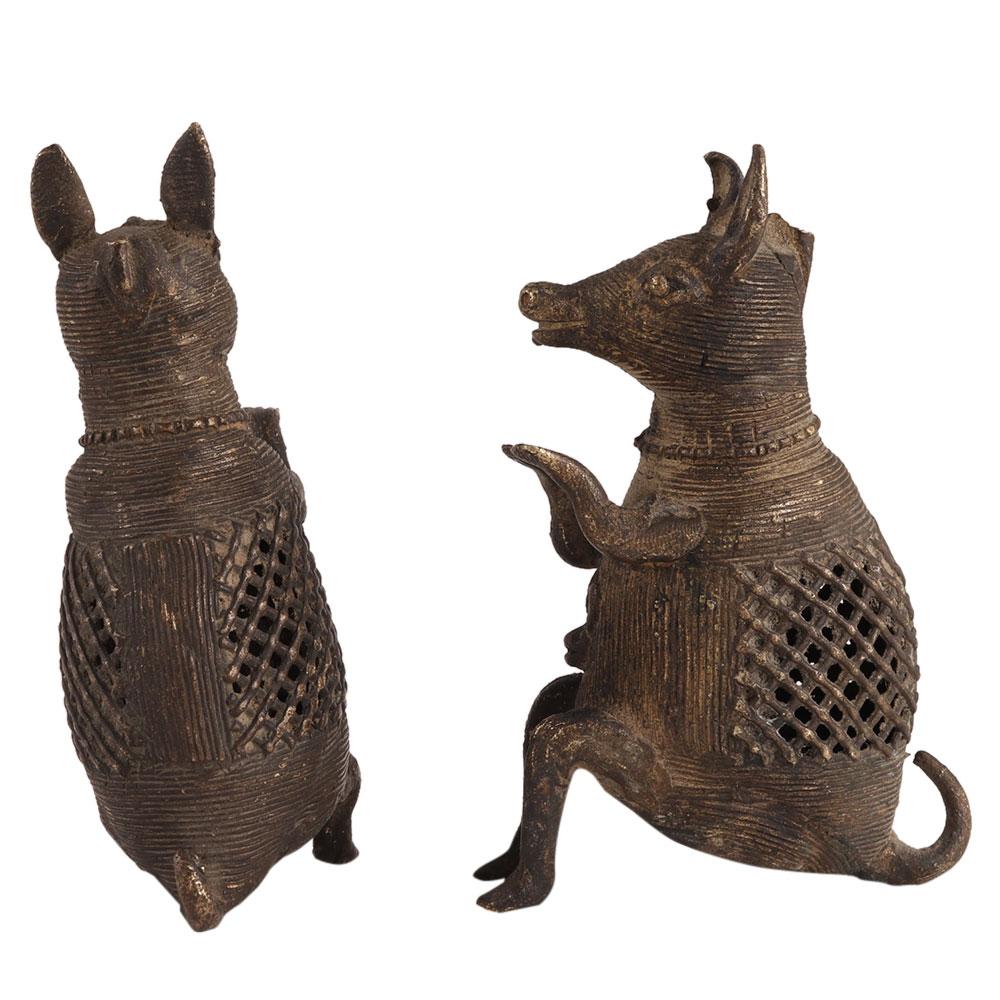 Brass American Kangaroo Figurines In Pair