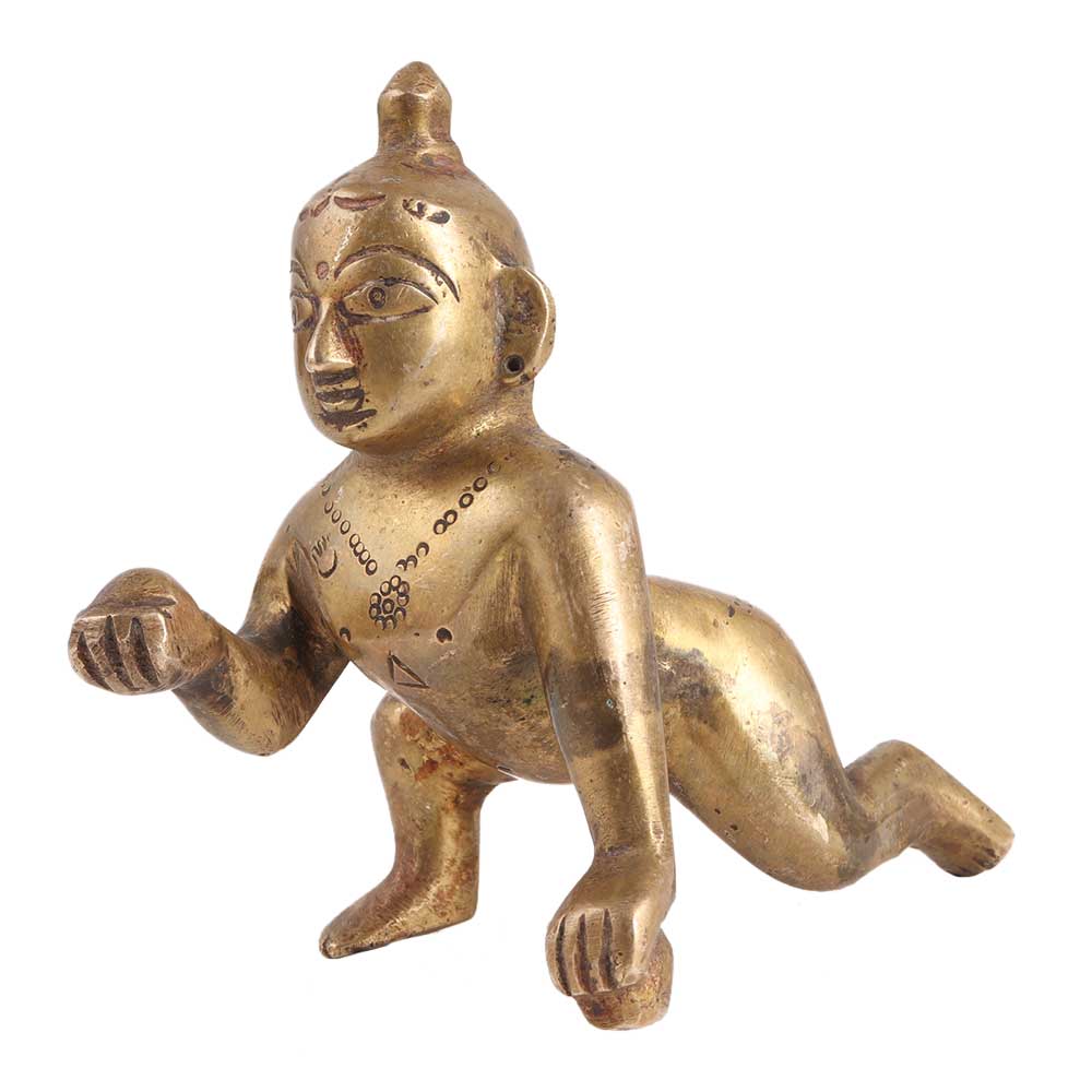 Brass Laddu Gopal or little Krishna Statue