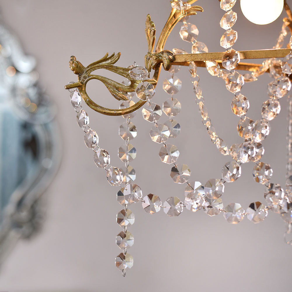 Clear Glass Garland Strand Chandelier Hanging With 50 Crystal Drop (57 Inch)